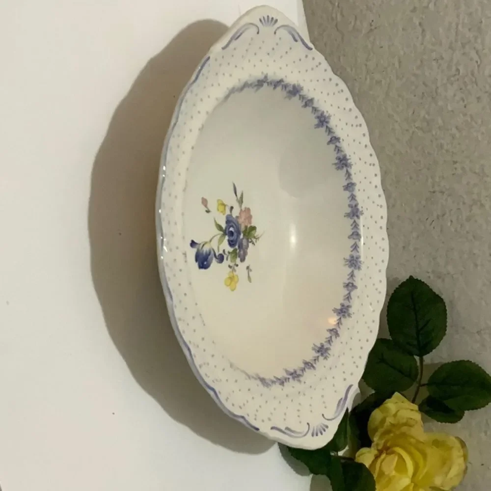 Nikko Fine Tableware Japan Serving Bowl Blue Peony 10 x 11.5 Flower G10